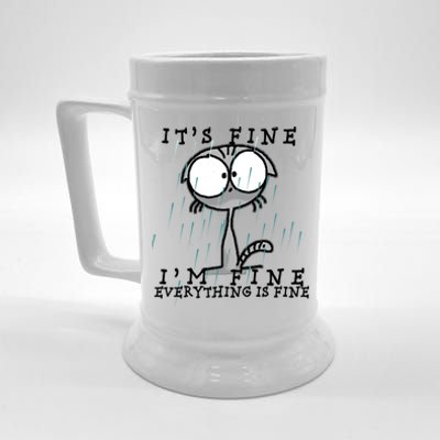 It's Fine I'm Fine Everything Is Fine Cat  Beer Stein