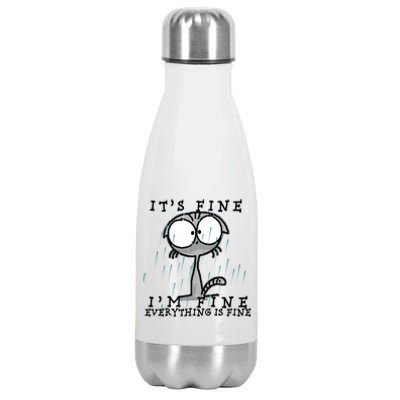 It's Fine I'm Fine Everything Is Fine Cat  Stainless Steel Insulated Water Bottle