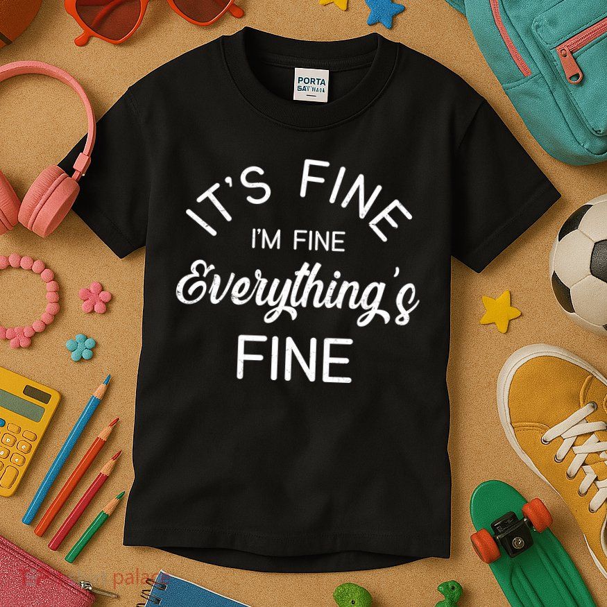 It's Fine I'm Fine Everything is FINE Funny Meme Kids T-Shirt