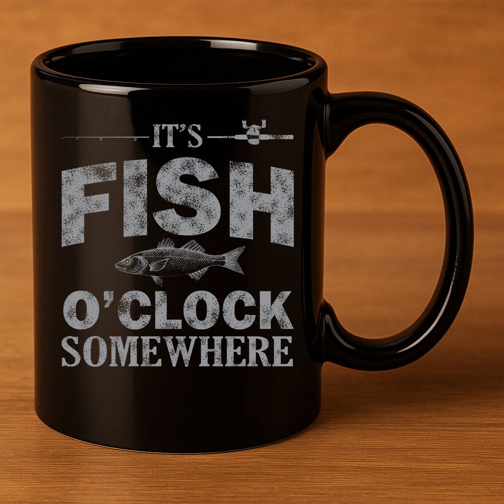 It's Fish O'Clock Somewhere Funny 11oz C Handle Ceramic Mug