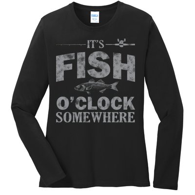 It's Fish O'Clock Somewhere Funny Ladies Long Sleeve Shirt