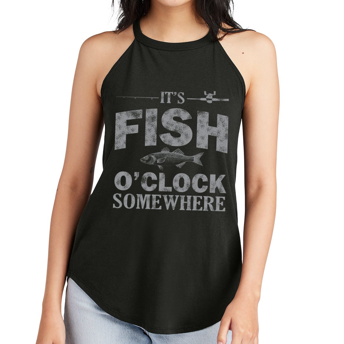 It's Fish O'Clock Somewhere Funny Women's Perfect Tri Rocker Tank