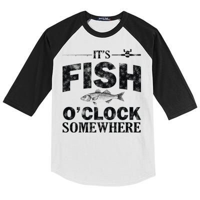 It's Fish O'Clock Somewhere Funny Kids Colorblock Raglan Jersey