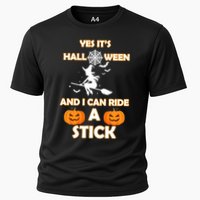 Its Halloween & I Can Ride a Stick Witch Cooling Performance Crew T-Shirt