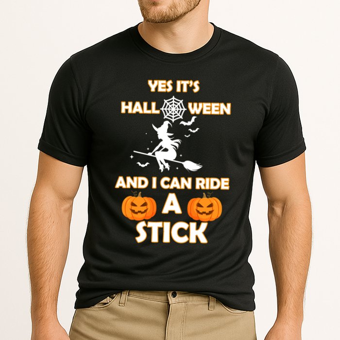 Its Halloween & I Can Ride a Stick Witch Cooling Performance Crew T-Shirt