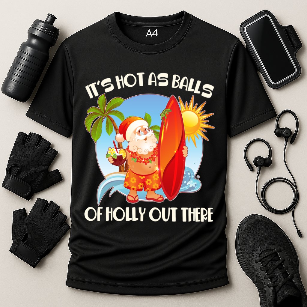 It's Hot As Balls Of Holly Out There Christmas In July Cooling Performance Crew T-Shirt