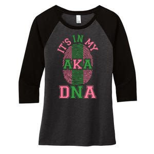 It's In My AKA DNA Fingerprint Women's Tri-Blend 3/4-Sleeve Raglan Shirt