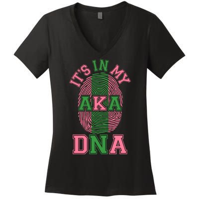 It's In My AKA DNA Fingerprint Women's V-Neck T-Shirt