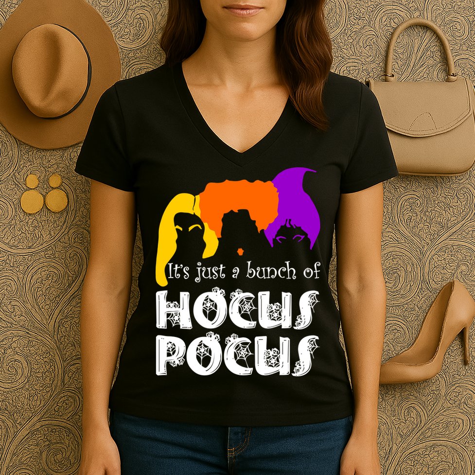 It's Just A Bunch of Hocus Pocus Halloween Women's V-Neck T-Shirt