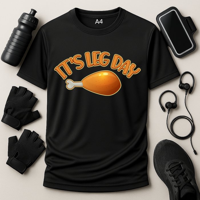 It's Leg Day Funny Thanksgiving Cooling Performance Crew T-Shirt