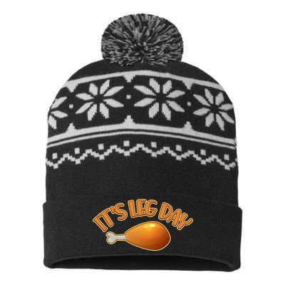 It's Leg Day Funny Thanksgiving USA-Made Snowflake Beanie