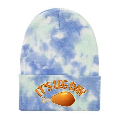 It's Leg Day Funny Thanksgiving Tie Dye 12in Knit Beanie