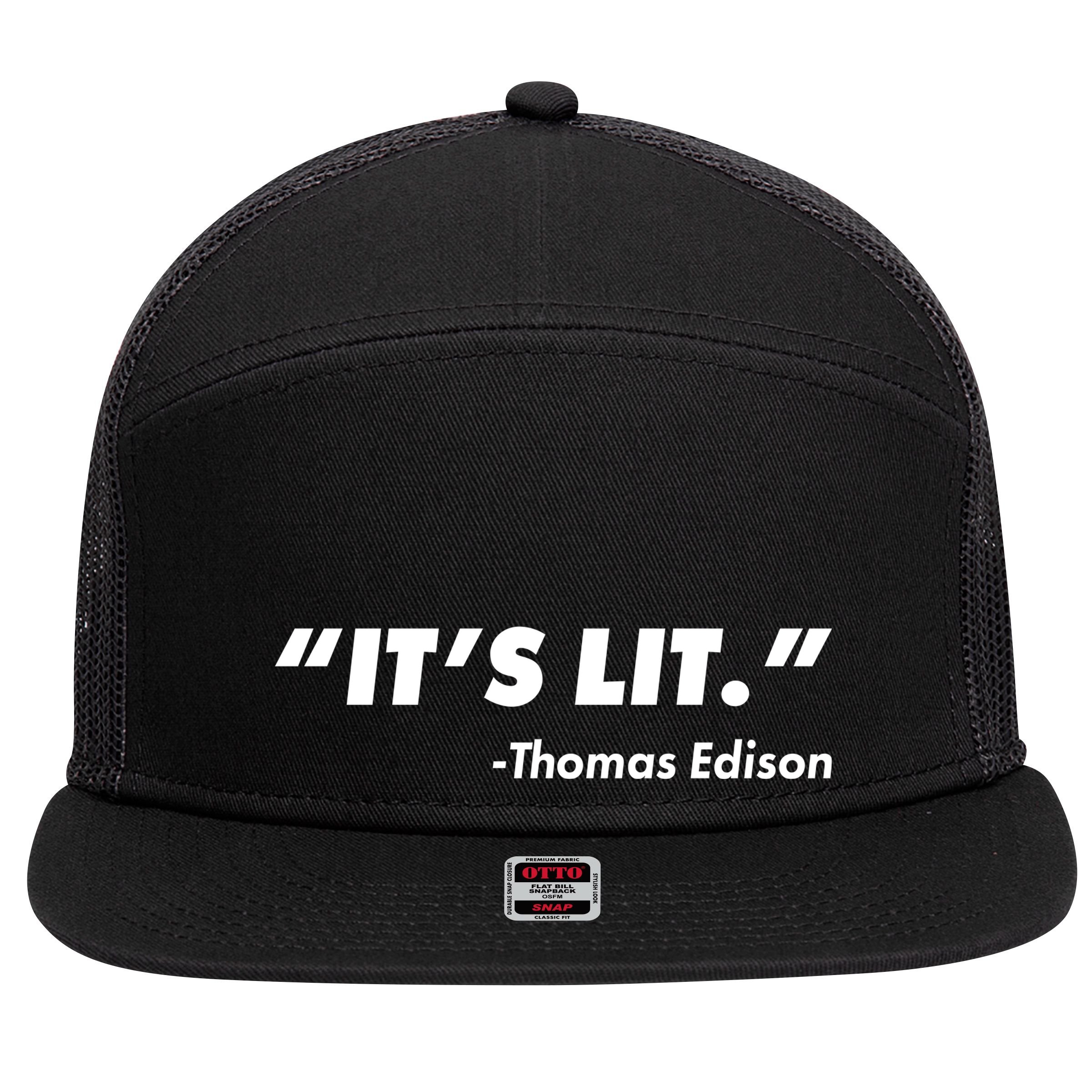 It's Lit Thomas Edison 7 Panel Mesh Trucker Snapback Hat