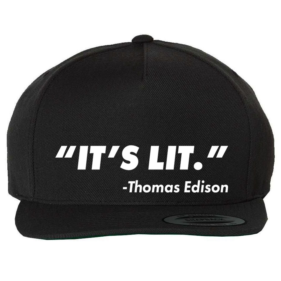 It's Lit Thomas Edison Wool Snapback Cap