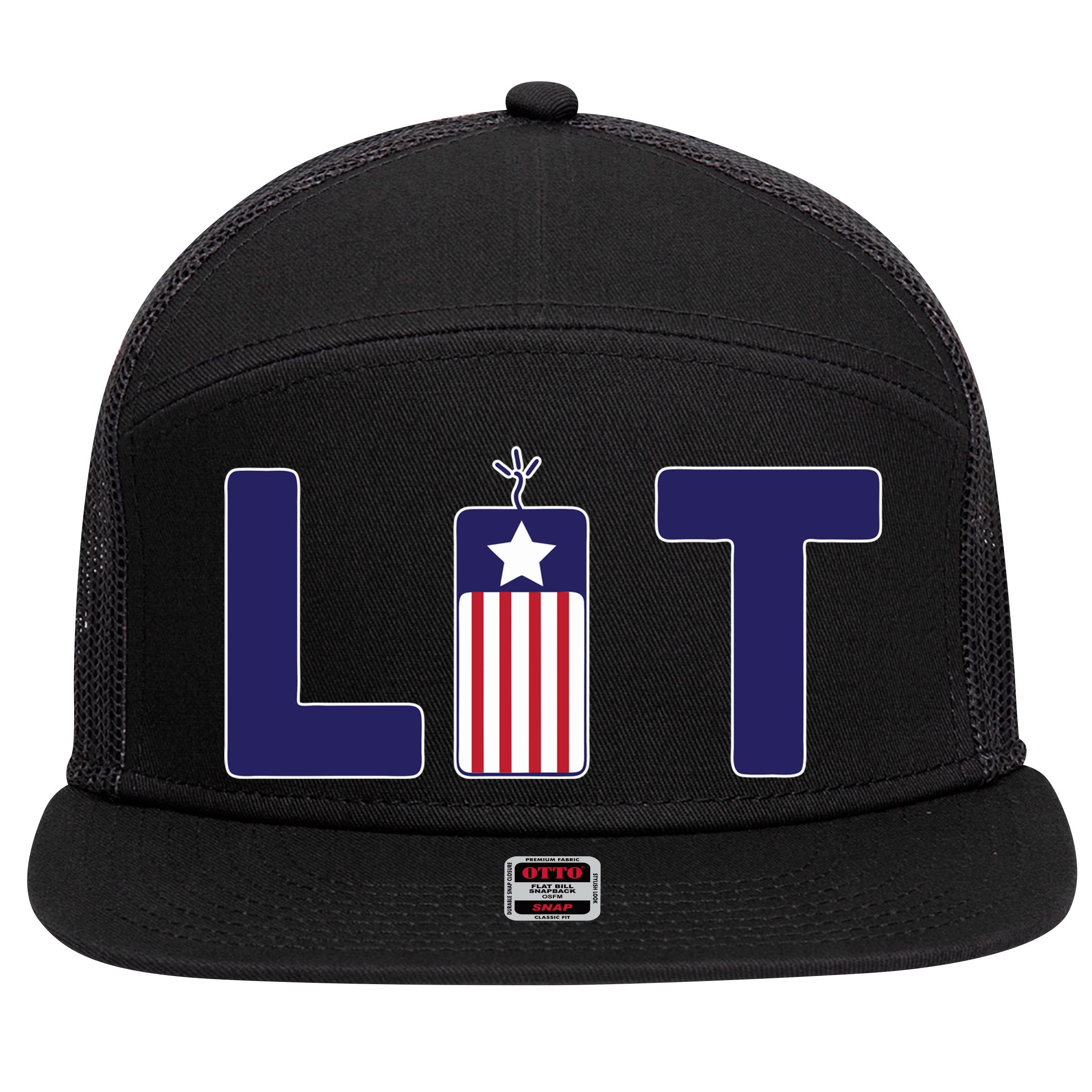 It's Lit USA 4th of July 7 Panel Mesh Trucker Snapback Hat