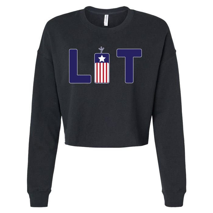 It's Lit USA 4th of July Cropped Pullover Crew