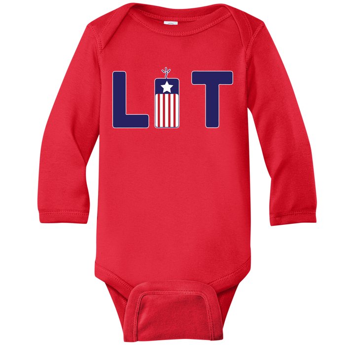 It's Lit USA 4th of July Baby Long Sleeve Bodysuit