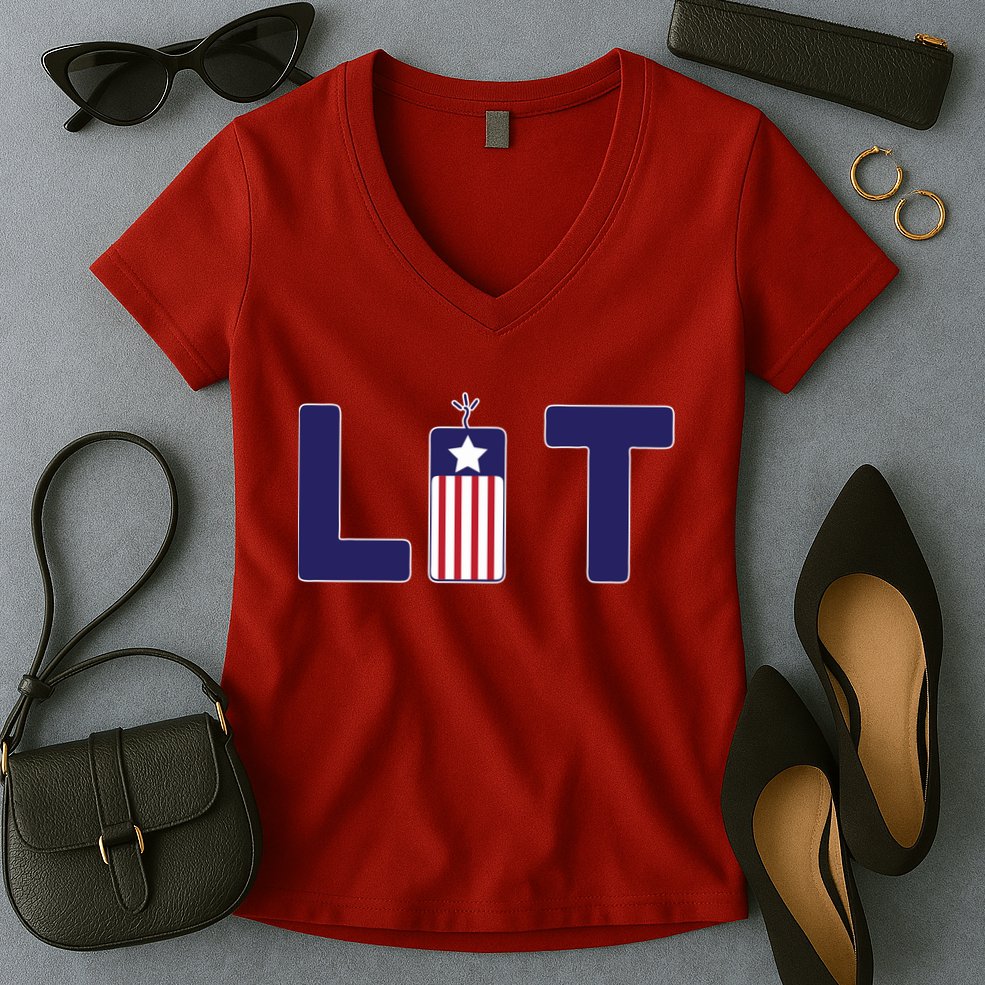 It's Lit USA 4th of July Women's V-Neck T-Shirt
