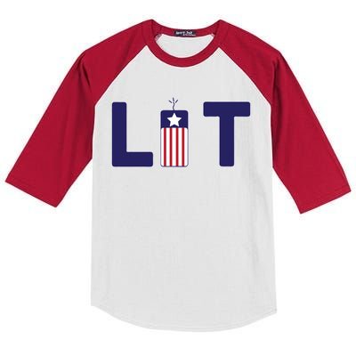 It's Lit USA 4th of July Kids Colorblock Raglan Jersey