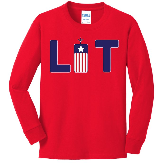 It's Lit USA 4th of July Kids Long Sleeve Shirt