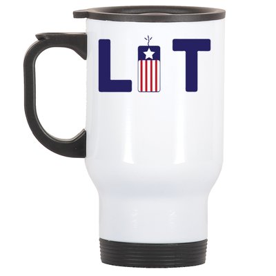 It's Lit USA 4th of July Stainless Steel Travel Mug