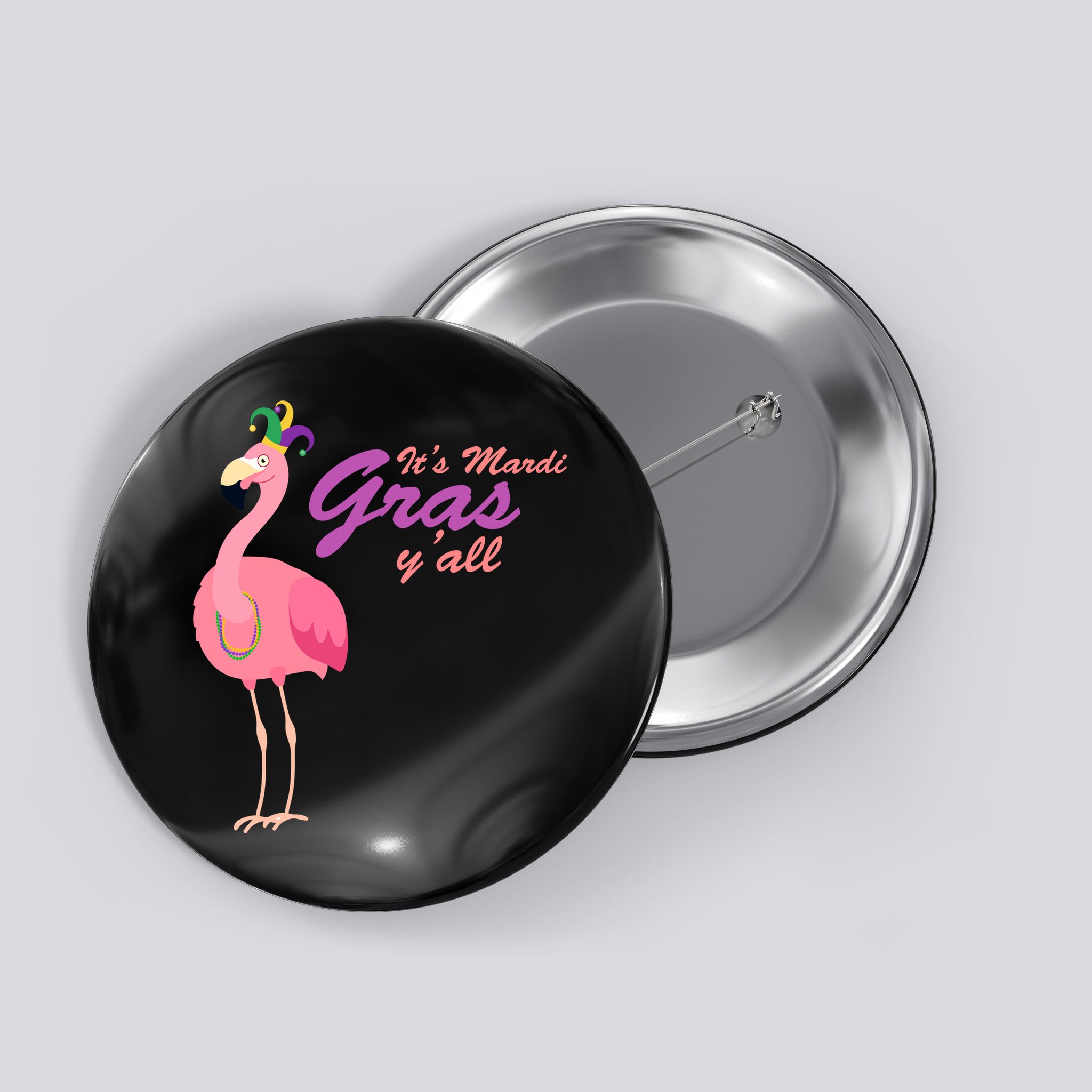 IT's Mardi Gras Flamingo Button