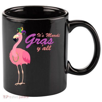 IT's Mardi Gras Flamingo 11oz C Handle Ceramic Mug