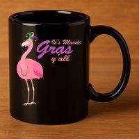 IT's Mardi Gras Flamingo 11oz C Handle Ceramic Mug