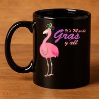 IT's Mardi Gras Flamingo 11oz C Handle Ceramic Mug