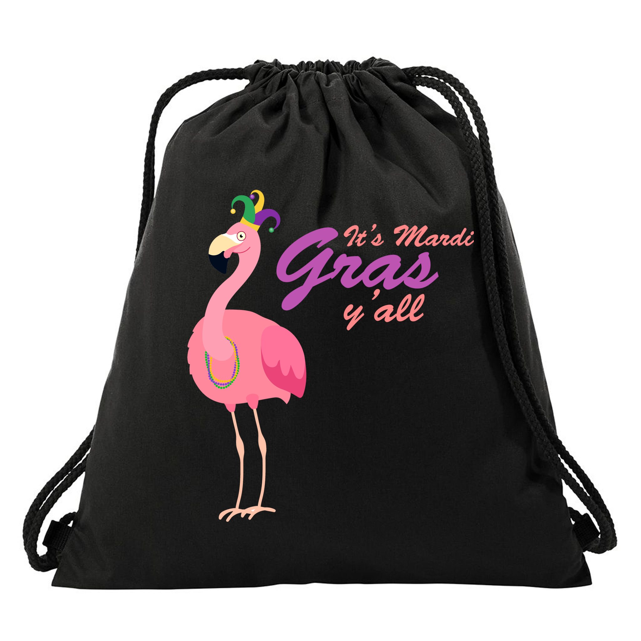 IT's Mardi Gras Flamingo Drawstring Bag
