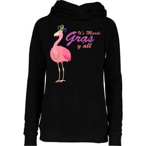 IT's Mardi Gras Flamingo Womens Funnel Neck Pullover Hood