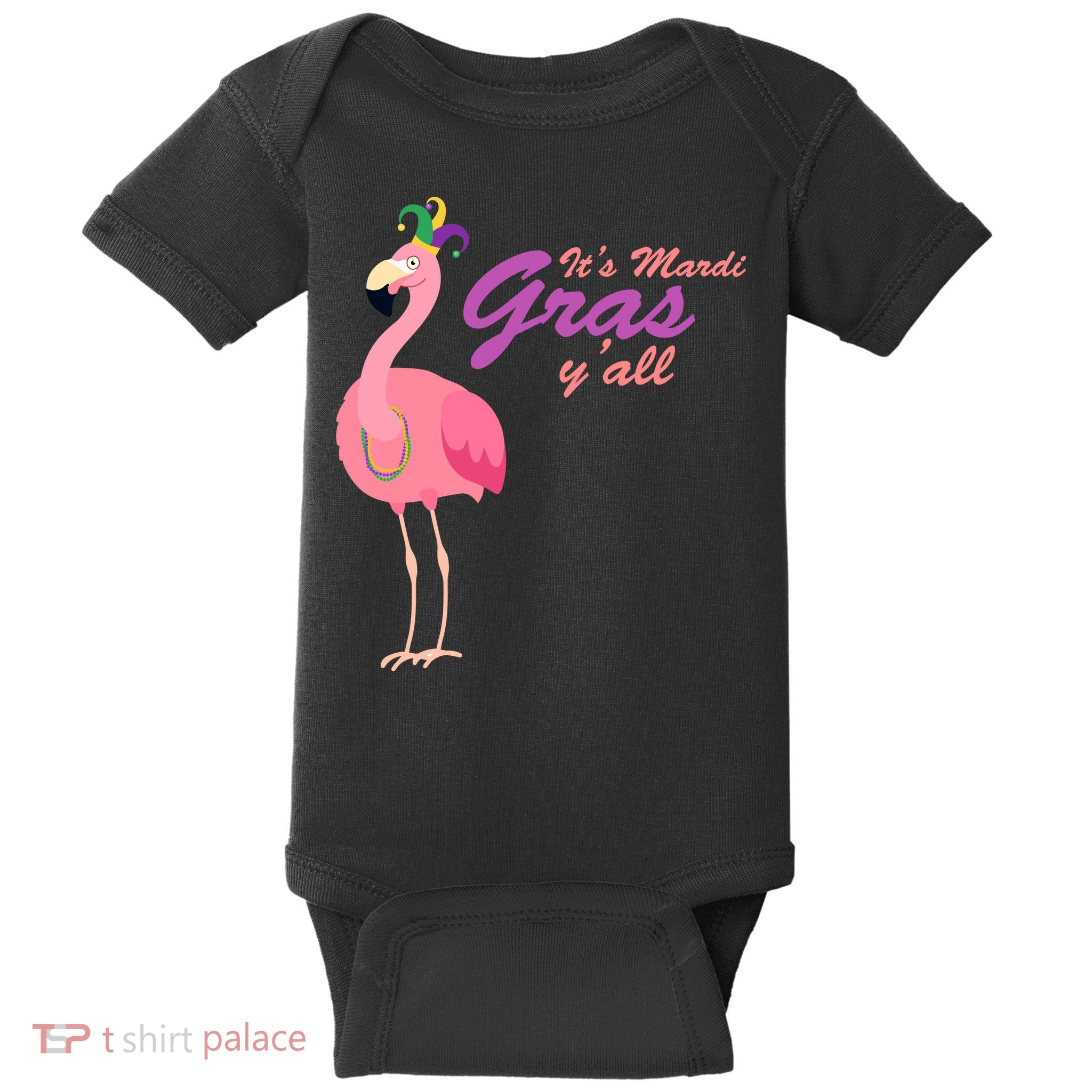 IT's Mardi Gras Flamingo Baby Bodysuit