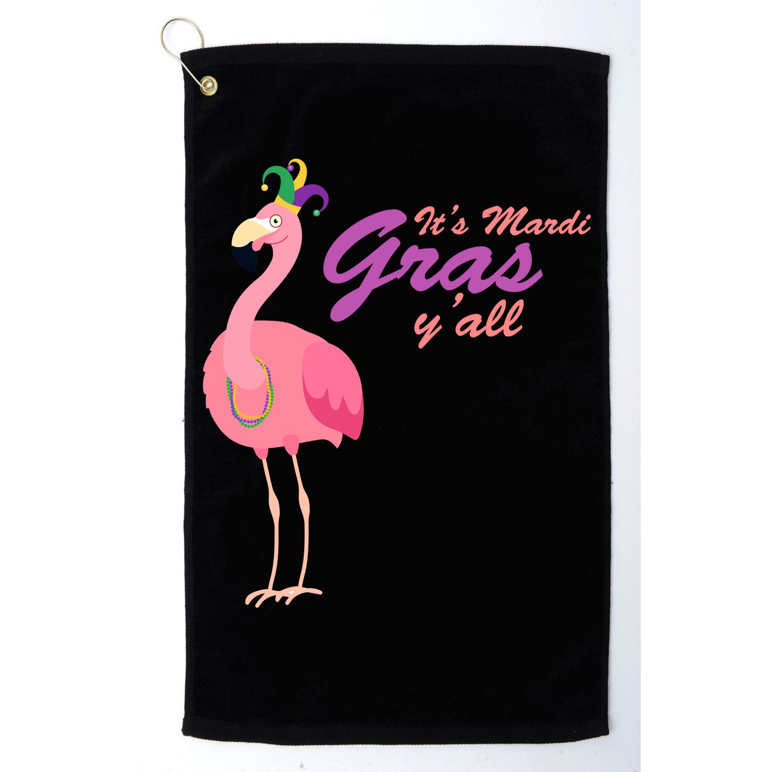 IT's Mardi Gras Flamingo Golf Towel