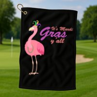 IT's Mardi Gras Flamingo Golf Towel