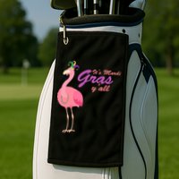 IT's Mardi Gras Flamingo Golf Towel