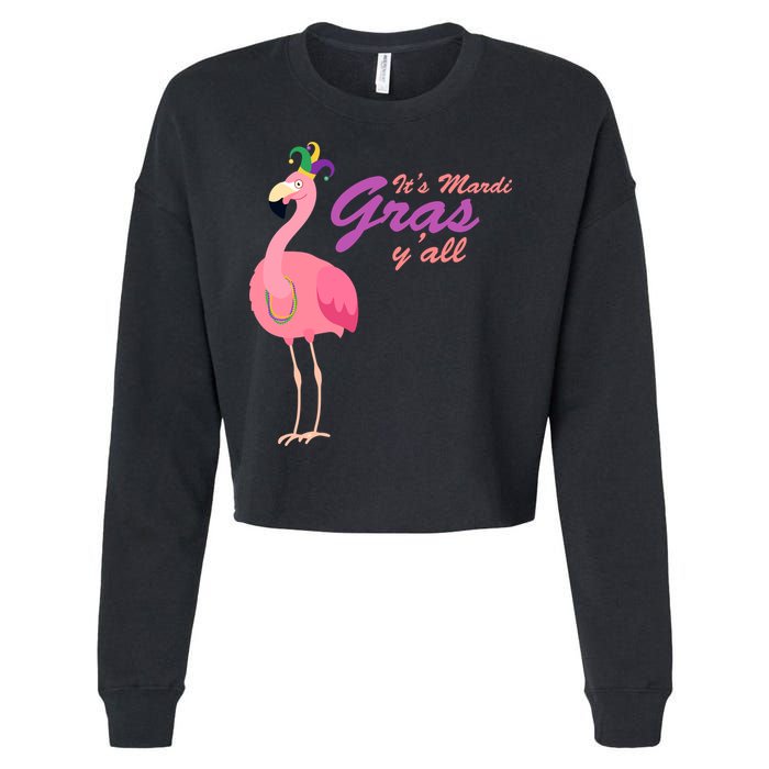 IT's Mardi Gras Flamingo Cropped Pullover Crew