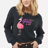 IT's Mardi Gras Flamingo Cropped Pullover Crew
