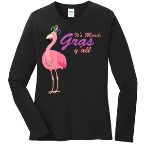 IT's Mardi Gras Flamingo Ladies Long Sleeve Shirt