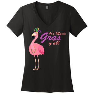 IT's Mardi Gras Flamingo Women's V-Neck T-Shirt