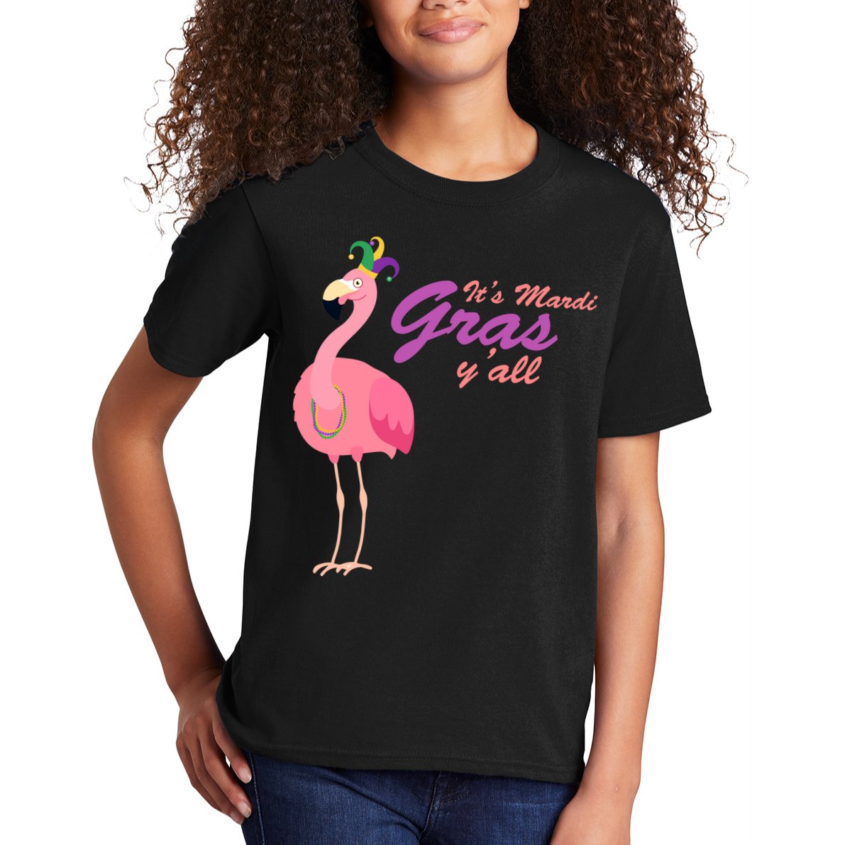 IT's Mardi Gras Flamingo Kids T-Shirt
