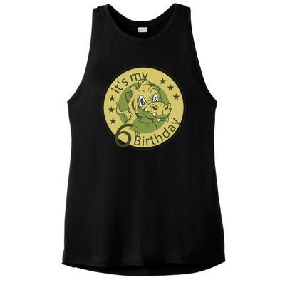 It's My 6th Birthday Dinosaur Ladies PosiCharge Tri-Blend Wicking Tank