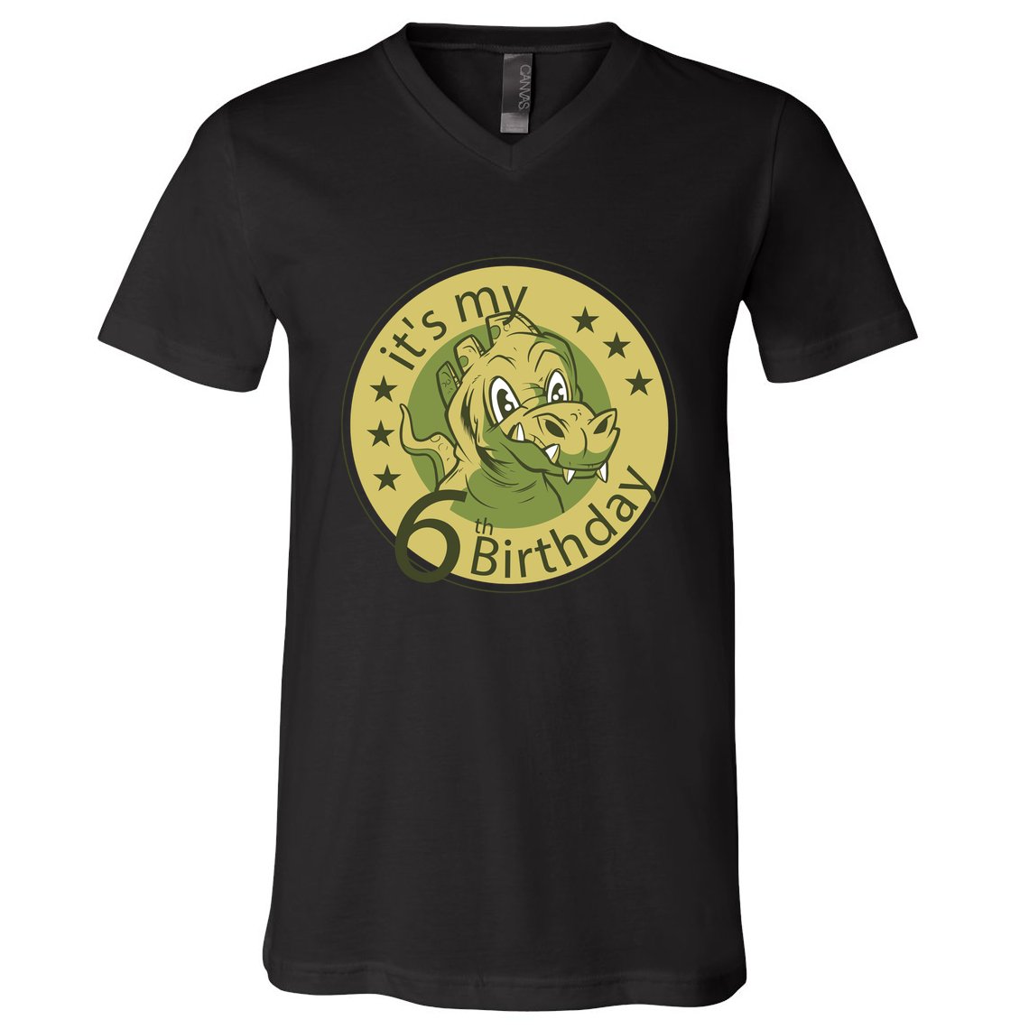 It's My 6th Birthday Dinosaur V-Neck T-Shirt