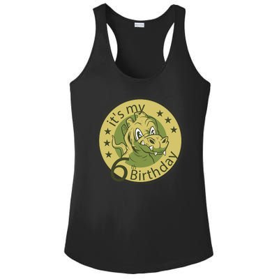 It's My 6th Birthday Dinosaur Ladies PosiCharge Competitor Racerback Tank