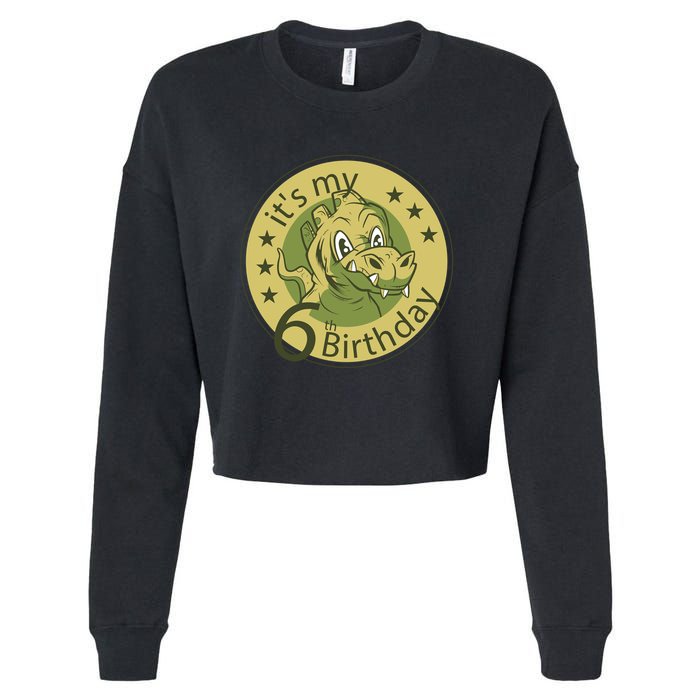 It's My 6th Birthday Dinosaur Cropped Pullover Crew
