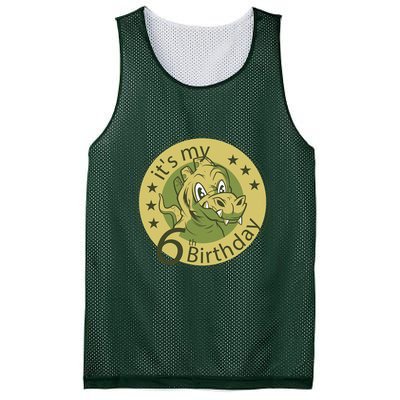 It's My 6th Birthday Dinosaur Mesh Reversible Basketball Jersey Tank