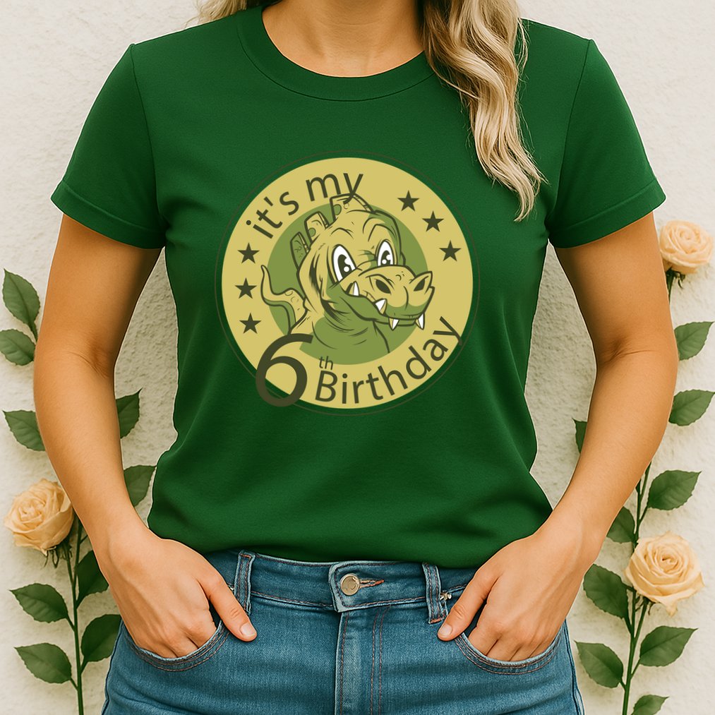 It's My 6th Birthday Dinosaur Womens T-Shirt