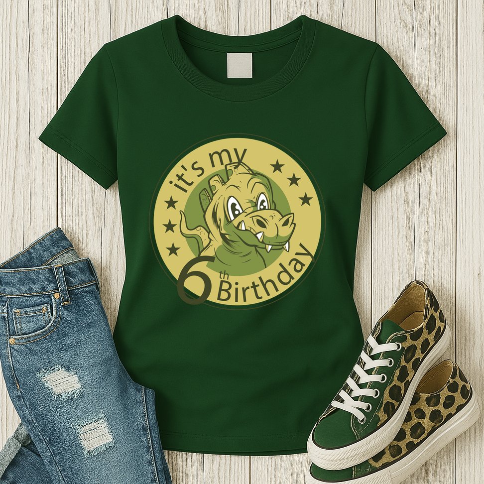 It's My 6th Birthday Dinosaur Womens T-Shirt