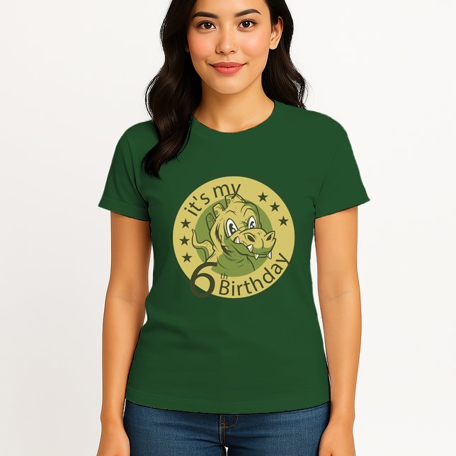 It's My 6th Birthday Dinosaur Womens T-Shirt