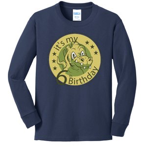 It's My 6th Birthday Dinosaur Kids Long Sleeve Shirt