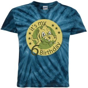 It's My 6th Birthday Dinosaur Kids Tie-Dye T-Shirt